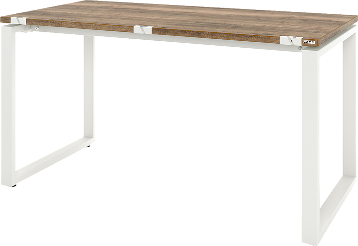 Стол офисный прямой ZAMM Зета 60х30 ТР 1600х700 с пропусками, дуб галифакс олово/белый матовый
