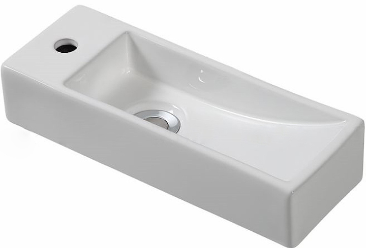 Раковина подвесная Mira MR-3814R 38.5х14 см, с отв. под смеситель, правая, керамика