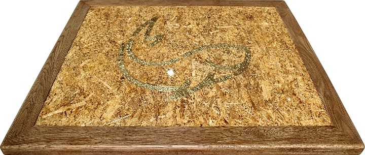 Столешница Sheffilton SHT-TT 100/120 (дуб / ОСП / эпоксидная смола / латунь) брашированный коричневый дуб / янтарная