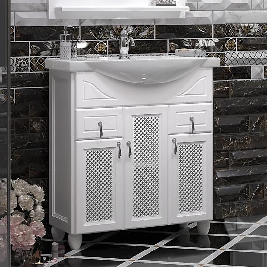 Тумба напольная под раковину OPADIRIS Тибет 75 00-00003879, белый матовый