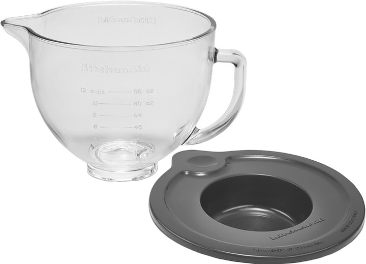 Чаша для миксера KitchenAid 5KSM5GB 4,7 л с крышкой (стекло / силикон) прозрачная / черная