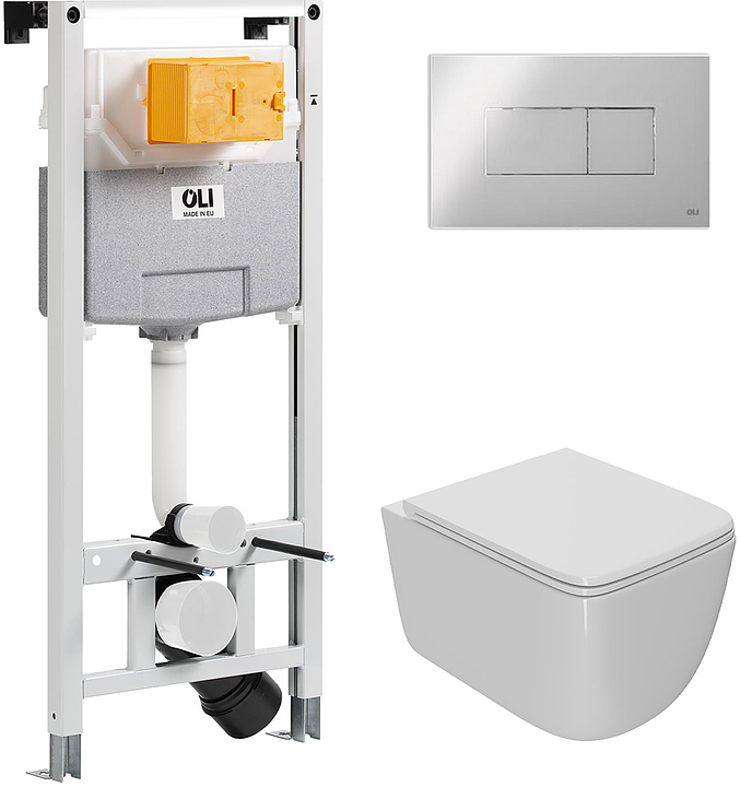 Унитаз подвесной с инсталляцией и панелью смыва OLI 120 ECO Sanitarblock pneumatic 879235pKA00+PN41831