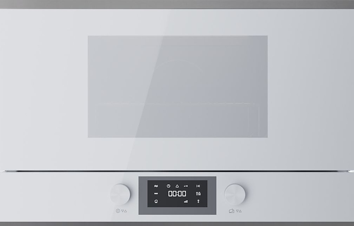 Встраиваемая микроволновая печь Kuppersbusch MR 6330.0 W3 Silver Chrome 2.5 кВт 22 л 595х334х390 мм белое стекло