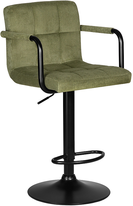 Стул барный DOBRIN 2041-7 KRUGER ARM BLACK (зеленый вельвет, черный)