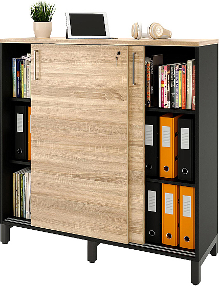 Локер ZAMM 3 полки МК 600 120х60х121 см фасад дуб Бардолино, корпус черный