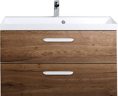 Тумба с раковиной BelBagno AURORA-900-2C-SO-RT + BB900/450-LV-MR-AST + 8.1107.224192.0270 дуб табак, ручки белые глянцевые