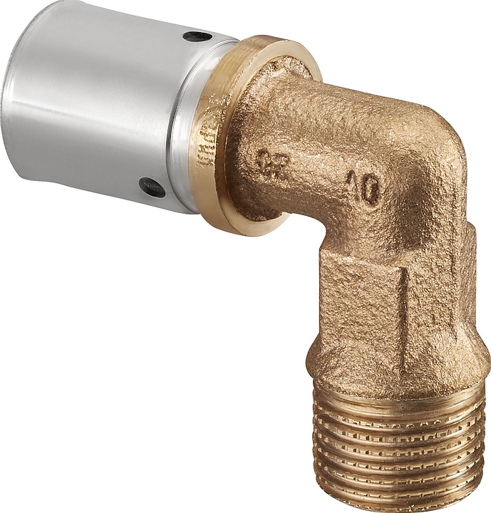 Пресс-угольник с переходом Oventrop Cofit P 1532346, 20х2,5 мм - R 3/4" (НР), 90°, бронза