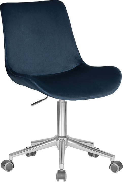 Кресло офисное DOBRIN 9518-LM DORA (синий велюр, хромированная сталь)