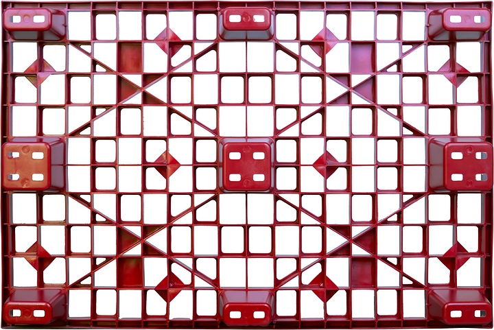 Паллет ТАРА.РУ TR 1208 L BC 1200x800х160 мм (перфорированный на 9 ножках) красный