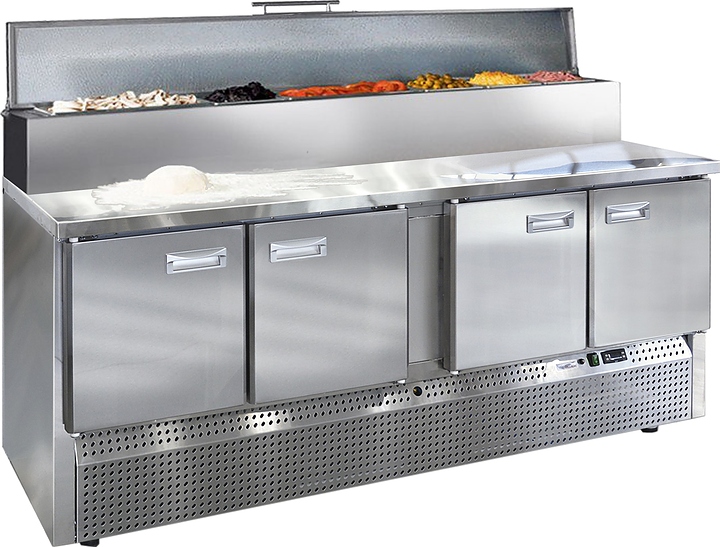 Стол холодильный для пиццы Finist СХСнпц-700-4(1/6) (нижний холодильный агрегат)