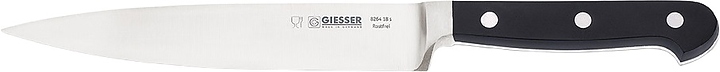 Нож филейный Giesser 8264 18 L=18 см (нерж. сталь / пластик) кованый клинок с черной рукояткой