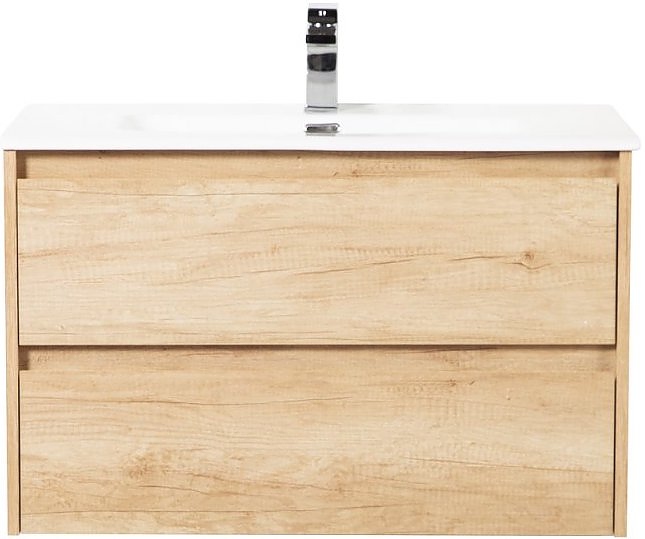 Тумба с раковиной BelBagno KRAFT-800-2C-SO-RNN + LOV-800-LVB дуб небраска натуральный