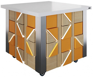 Салат-бар нейтральный без верхней полки Куб Luxstahl СБНК-1000 Premium Pixel (столешница из искусственного камня)