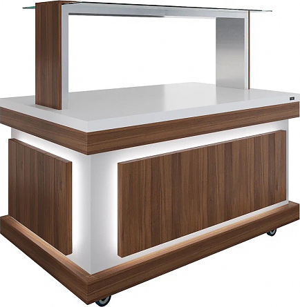 Салат-бар нейтральный Luxstahl СБН-1500 Premium Eco Wood (столешница из искусственного камня)