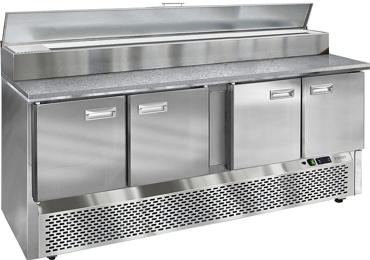 Стол холодильный для пиццы Finist СХСнпцг-700-4(1/3) (нижний холодильный агрегат) с гранитной столешницей