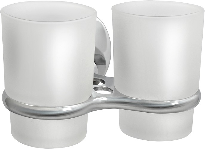 Подстаканник Puff Solinne 16123 Modern двойной (нерж. сталь / стекло матовое) хром / сатин