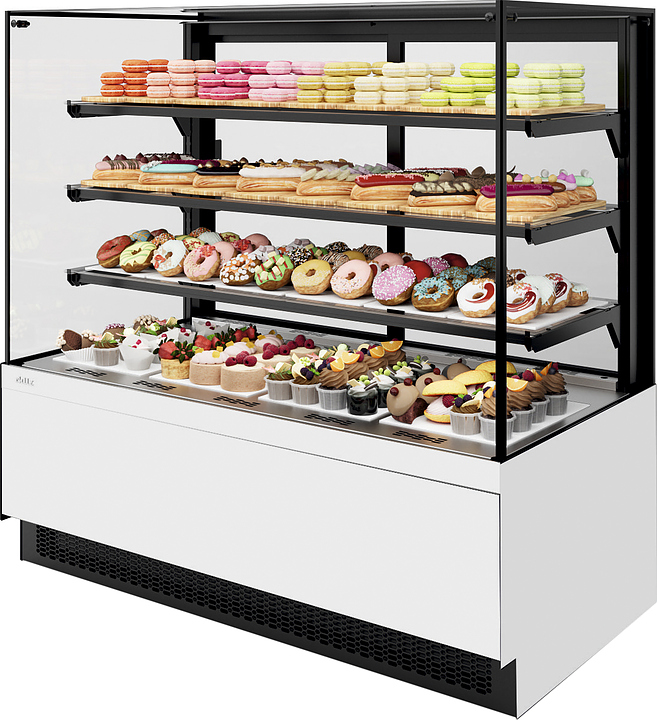 Витрина кондитерская Chilz VETE II KUB 130 белый глянец, металлик