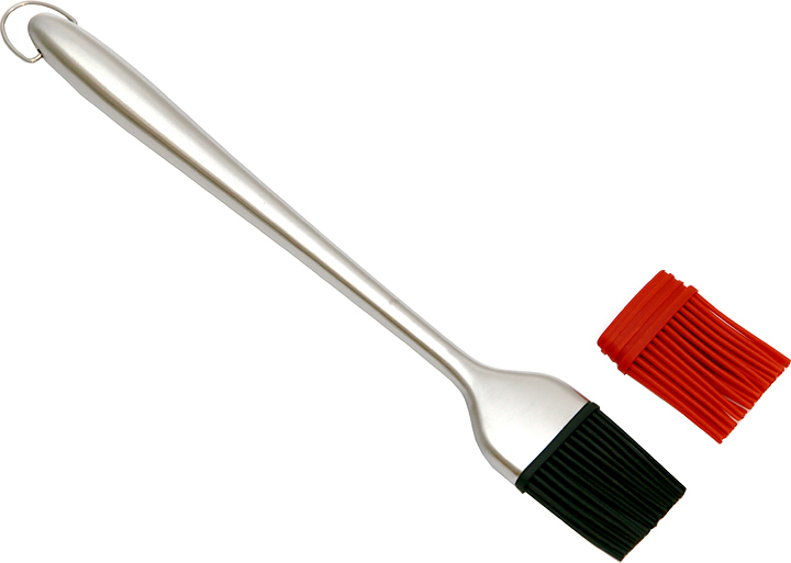 Кисточка силиконовая Eger с черными щетинками и ручкой из нержавеющей стали