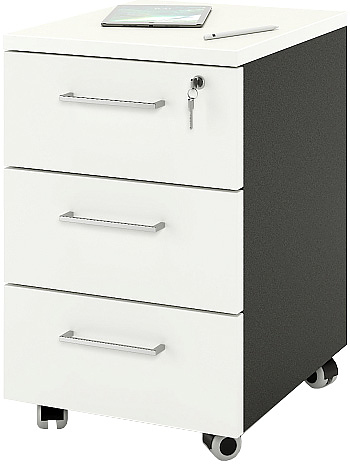 Тумба мобильная ZAMM 3 ящика 41х50х61,3 см фасад белый, корпус черный