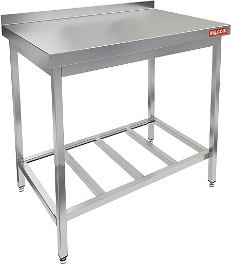 Стол пристенный с бортом и полкой-решеткой HICOLD НСО-10/6БР