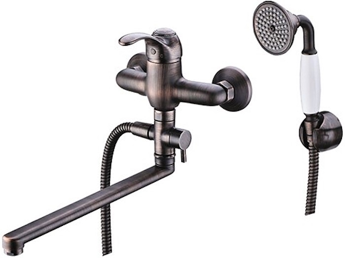 Смеситель для ванны с душем Wasserkraft Isar 1302L темная бронза