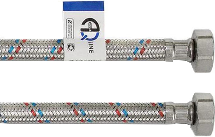 Подводка гибкая AQUALINE 01414 для воды нержавеющая оплетка 1/2" г-г L=0.5м