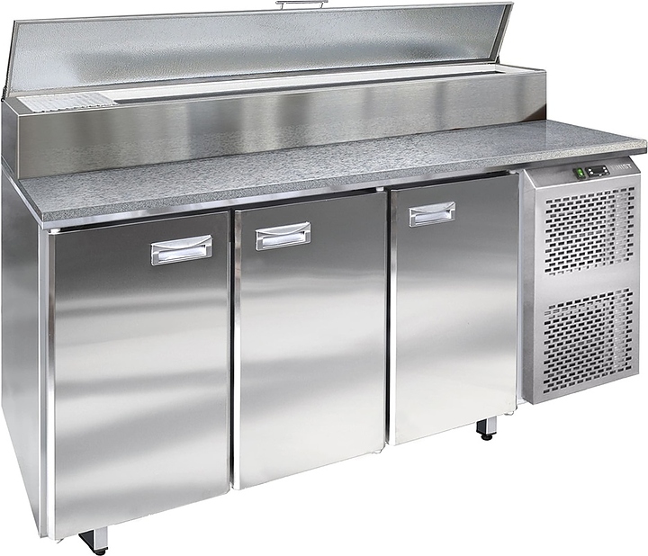 Стол холодильный для пиццы Finist СХСпцг-700-1(1/3) (боковой холодильный агрегат) с гранитной столешницей