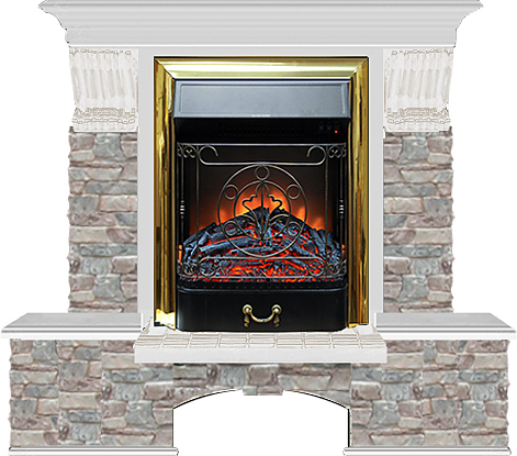 Камин Glenrich Бостон К Majestic BR ГЦ беленый дуб