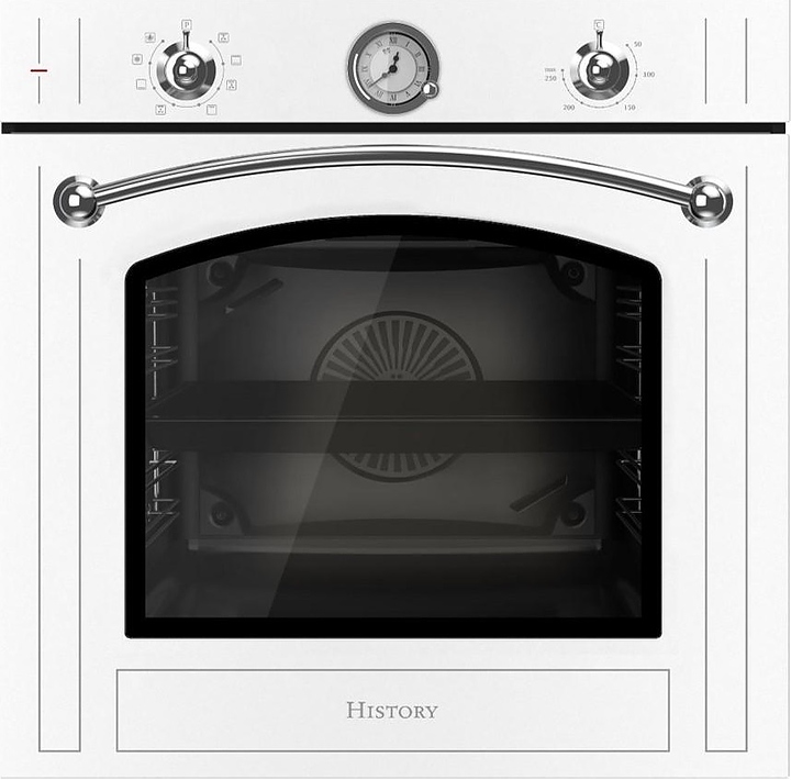 Духовой шкаф HiSTORY OE778B.RWH белый с серебристой фурнитурой