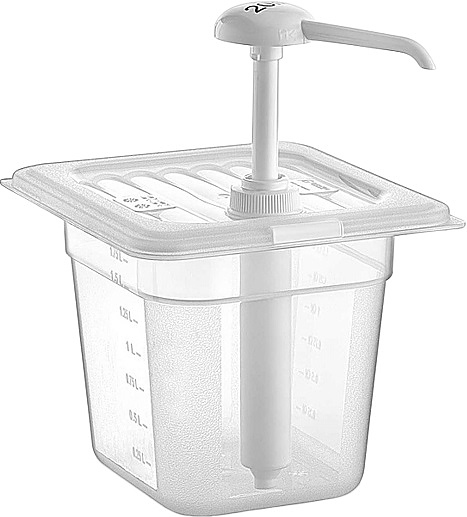 Диспенсер для соуса Gastroplast GDM-02 2 л с дозатором 25 мл (полипропилен) белый