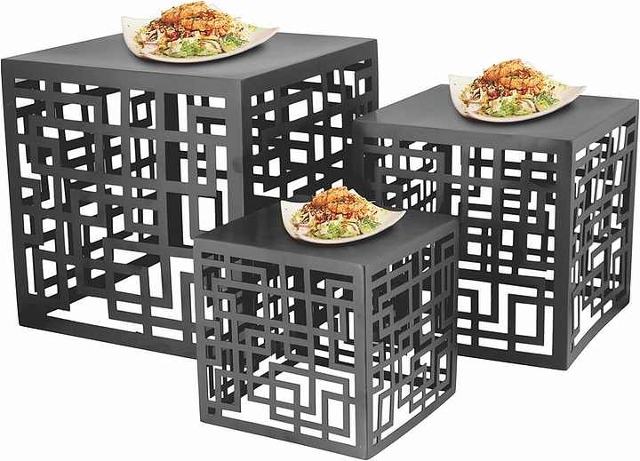 Подставка фуршетная P.L. Proff Cuisine 81241202 20х20 см h=20 см квадрат глянец Black перфорация (металл)