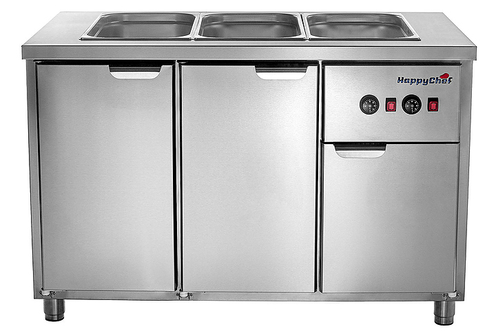 Стол тепловой HappyChef TH GM 1-1-P1 1260х700х850 мм, столешница с мармитом, нержавеющая сталь
