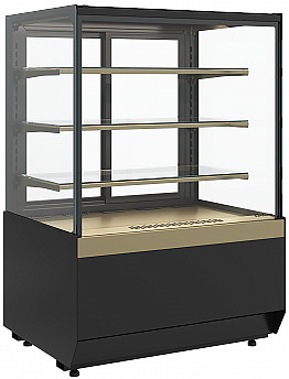 Витрина кондитерская Carboma KC70 VV 1,3-1 Standard без боковин, версия 2.0 (Bronze 9005/0109)