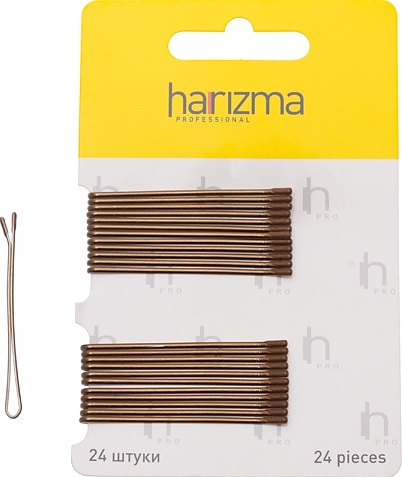 Невидимки для волос Harizma h10535-04, прямые коричневые, 50 мм, 24 шт.
