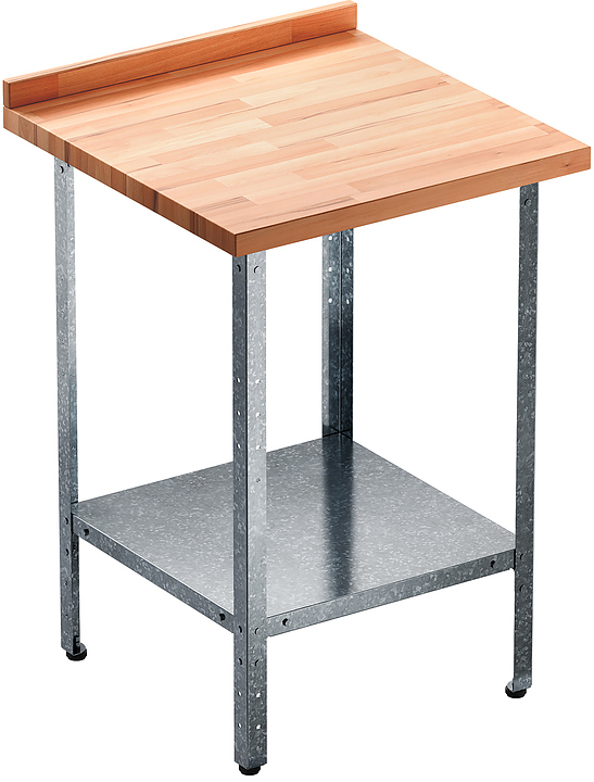 Стол кондитерский Мебель Фронт Бизнес СКБП 900x900x860 мм, полка сплошная, с бортом, бук