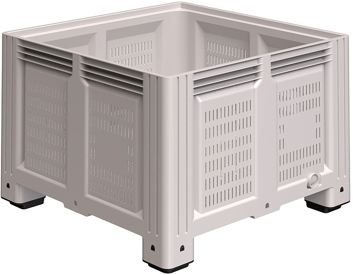 Контейнер iPlast iBOX 11.604 1130х1130х760 мм на ножках, перфорированный, светло-серый