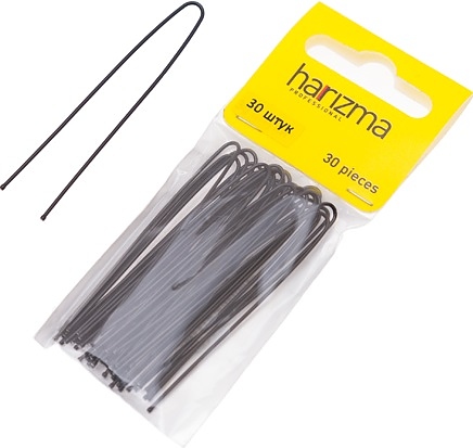Шпильки для волос Harizma h10542-15, прямые черные, 60 мм, 30 шт.
