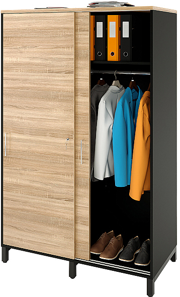 Локер ZAMM 2 полки, 2 штанги МК 600 120х60х190 см фасад дуб Бардолино, корпус черный