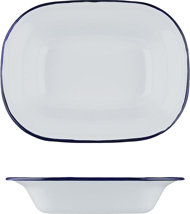 Блюдо сервировочное Sunnex CED9078 Blue Rim 400 мл 18х13 см h=4 см (эмалированная сталь) прямоугольное