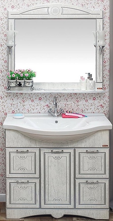 Гарнитур Sanflor Адель 100 см, 3 предмета, белый, серебро