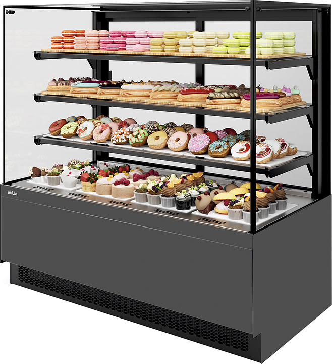 Витрина кондитерская Chilz VETE II KUB 130 серый матовый, металлик