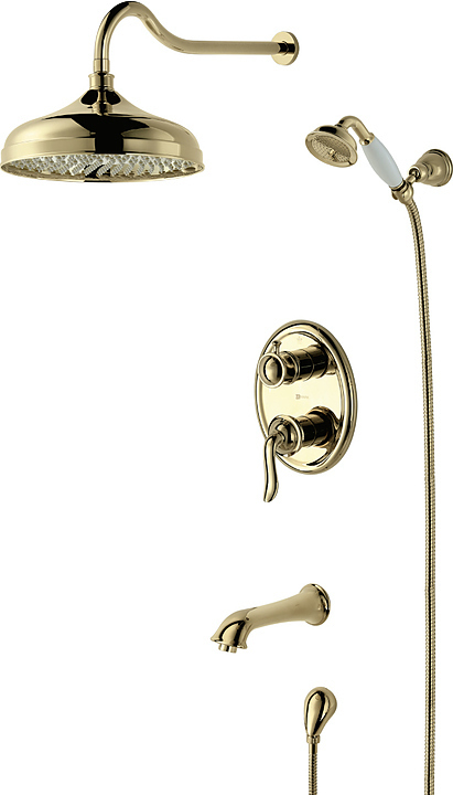 Душевой комплект LEMARK Brava LM4722G встраиваемый, с дополнительной однофункциональной лейкой, золото