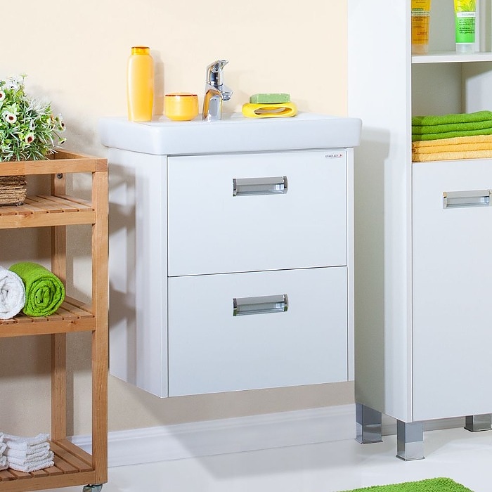 Тумба под раковину БРИКЛАЕР Палермо 55 см подвесная, белый глянец