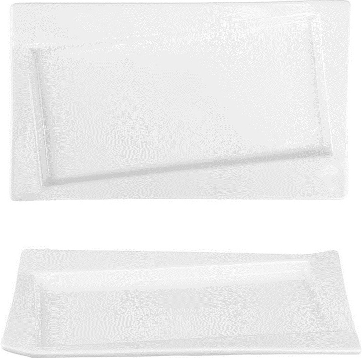 Блюдо сервировочное P.L. Proff Cuisine F1871-10 Asymmetry 24,5х14,3 см h=2,5 см прямоугольное со смещенным дном (фарфор) белое