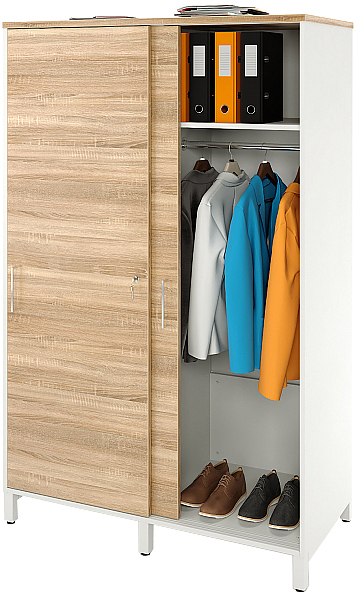 Локер ZAMM 2 полки, 2 штанги МК 600 120х60х190 см фасад дуб Бардолино, корпус белый