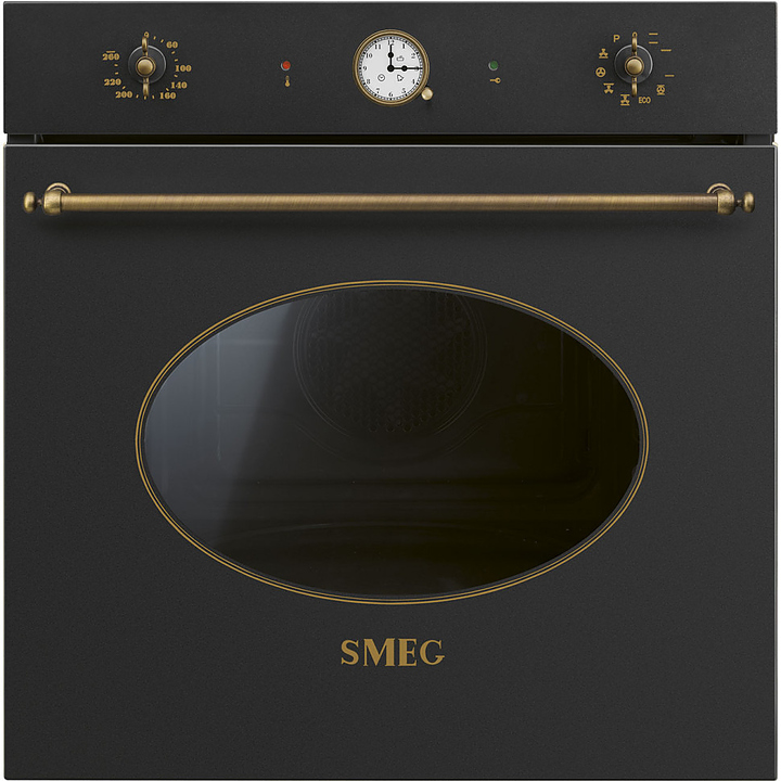 Духовой шкаф SMEG Coloniale SFP68C1TAO 3 Квт 65 л 597х548х592 мм антрацит, латунь