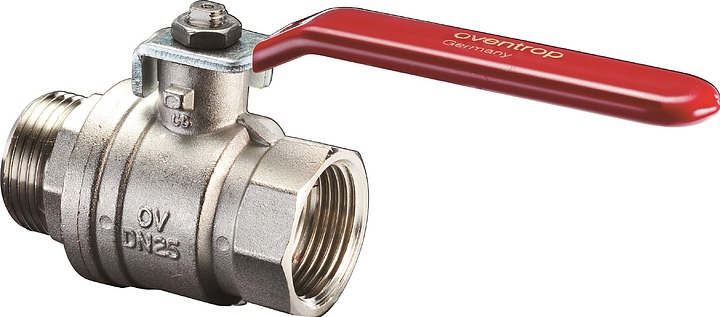Кран шаровой Oventrop Optibal 1076203, ДУ 10, PN 16, G 3/8" (ВР) - G 3/8" (НР), никелированная латунь, с рычажной рукояткой