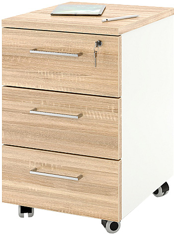Тумба мобильная ZAMM 3 ящика 41х50х61,3 см фасад дуб Бардолино, корпус белый