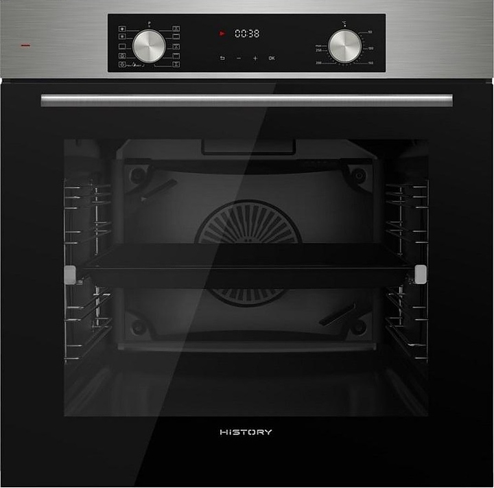 Духовой шкаф HiSTORY OE7710C.FIX черный / стекло / нерж. сталь