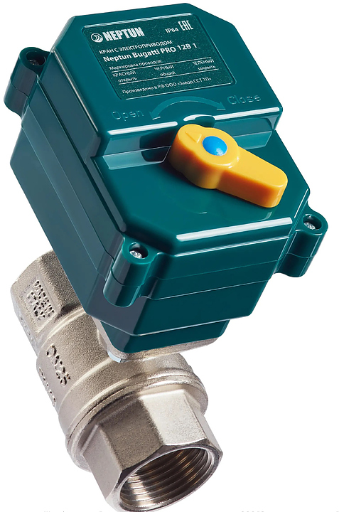 Кран шаровой Neptun Bugatti Pro 12В 1 дюйм (Ду 25 Ру40 ВР никель)